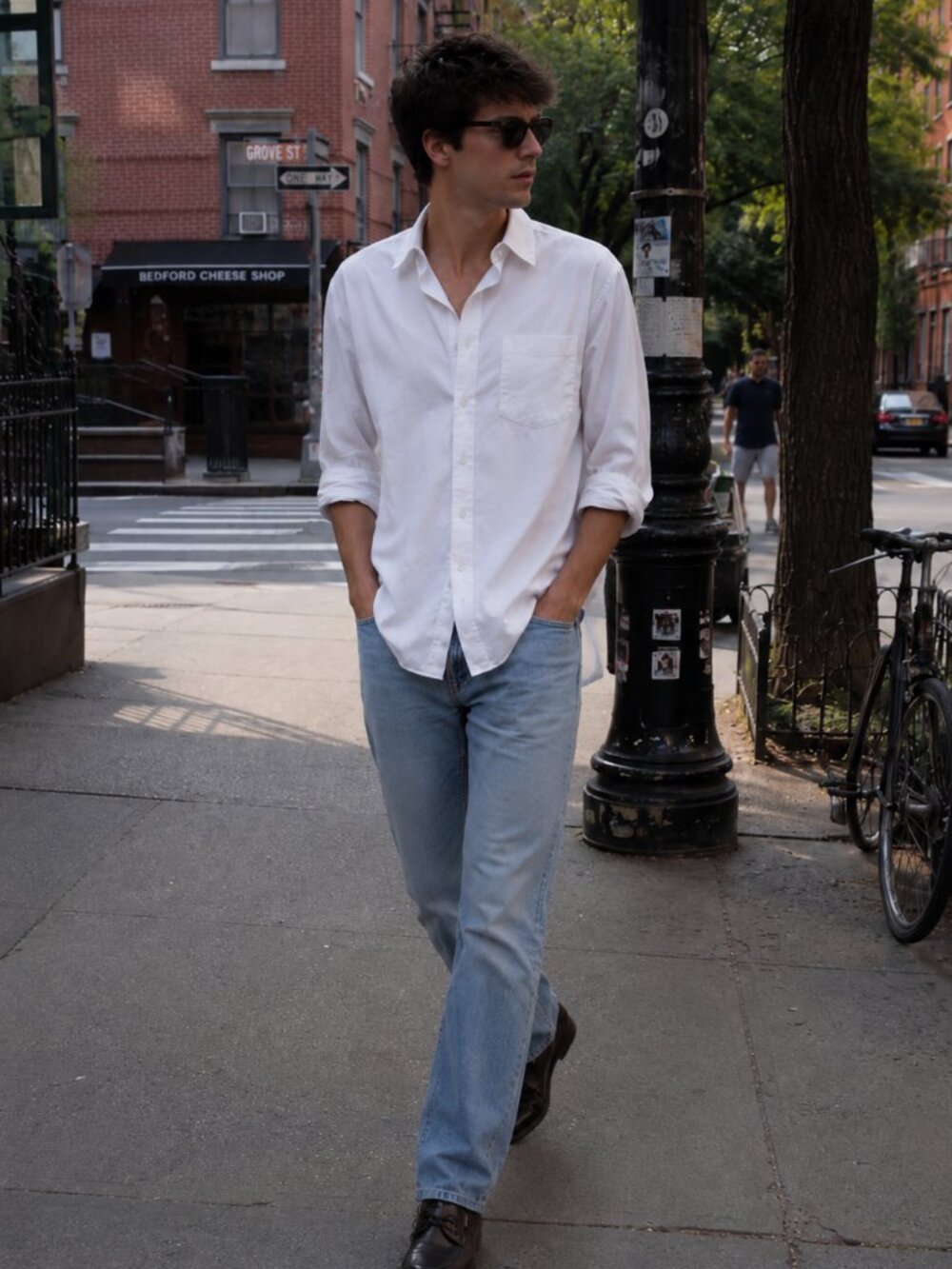 UNISEX WHITE MUJI OXFORD CLOTH SHIRT, SIZE L, 100% COTTON